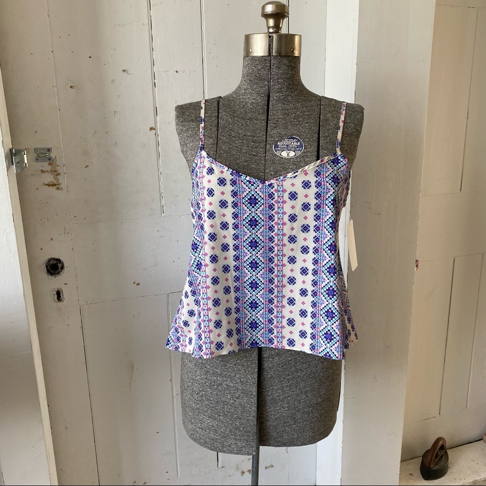 J Cooper Geometric Print Crop Top Spaghetti Straps